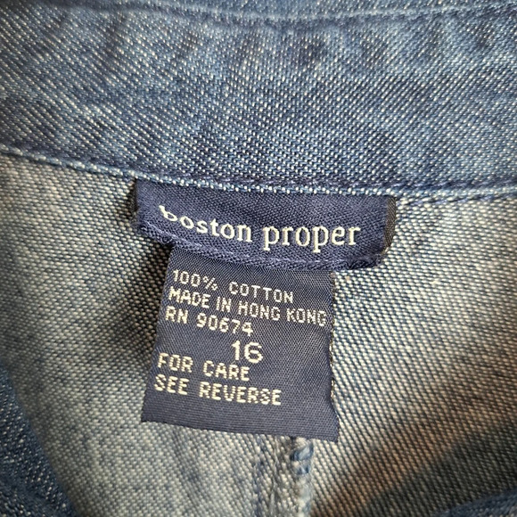 Vintage Boston Proper Button Up 3/4 Sleeve 90s Grunge Side Slits Maxi Dress S 16 - Picture 4 of 8